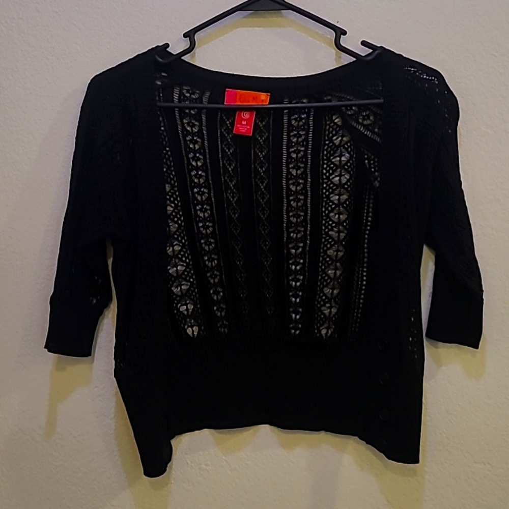 Catch my i, M, Black knit Cropped Mini Jacket